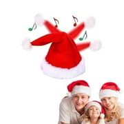 ADruer Singing and Dancing Electric Christmas Santa Hat, Funny Plush Christmas Santa Hat for Xmas Gifts New Year Party Supplies